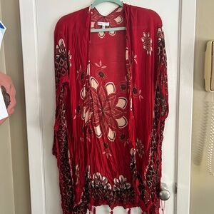 Lightweight red kimono cardigan like new